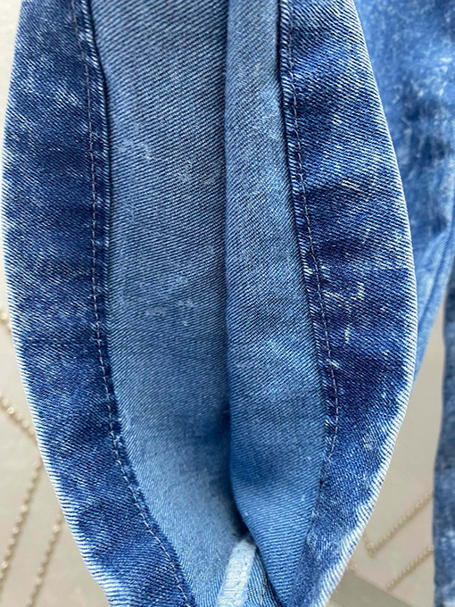 ヴァレンティノ 新しい染めロゴ刺繍ハイウエスト垂れ感ストレートパンツ紐カジュアルジーンズ