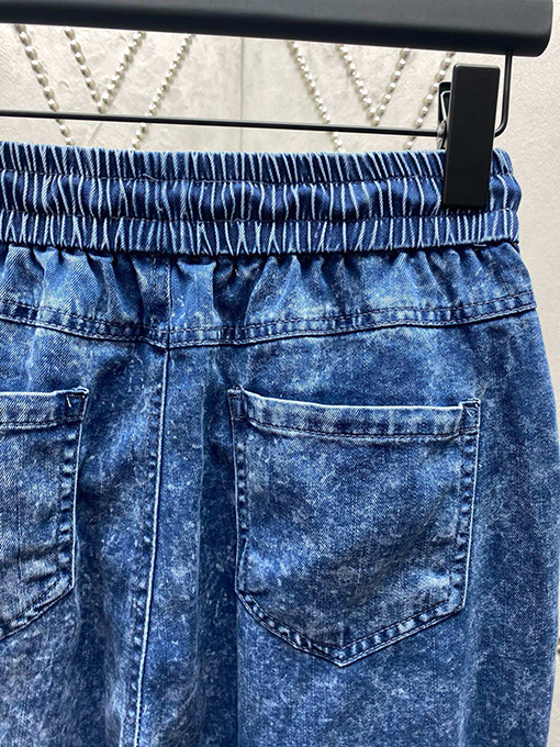 ヴァレンティノ  新しい染めロゴ刺繍ハイウエスト垂れ感ストレートパンツ紐カジュアルジーンズ