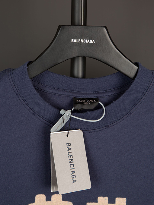 バレンシアガ 胸と背中のダブルBビットコイン半袖Tシャツ