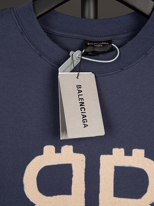 バレンシアガ 胸と背中のダブルBビットコイン半袖Tシャツ