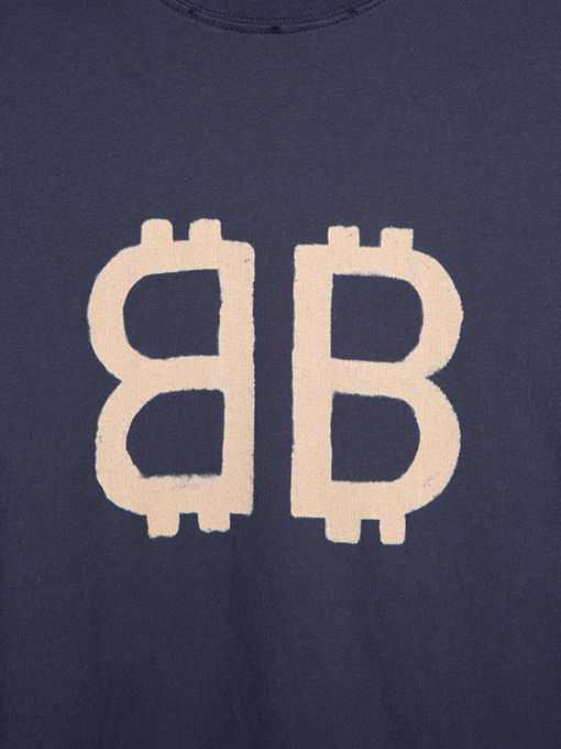 バレンシアガ 胸と背中のダブルBビットコイン半袖Tシャツ