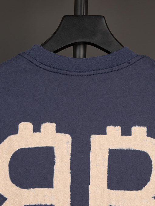 バレンシアガ 胸と背中のダブルBビットコイン半袖Tシャツ