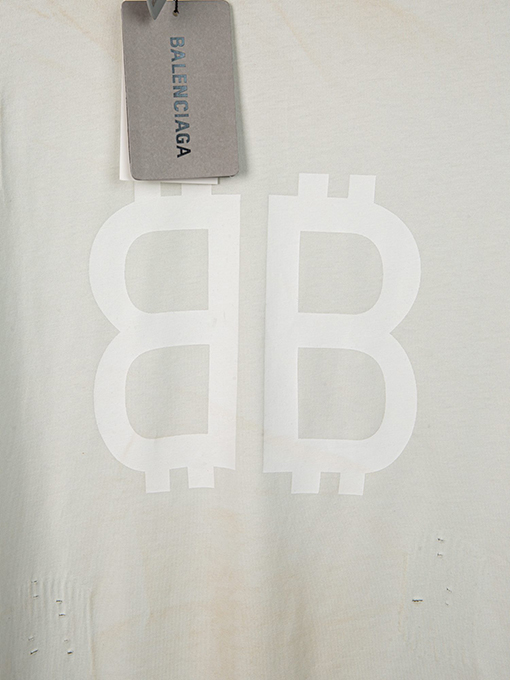 バレンシアガ 胸と背中のダブルBファッション染め半袖Tシャツ