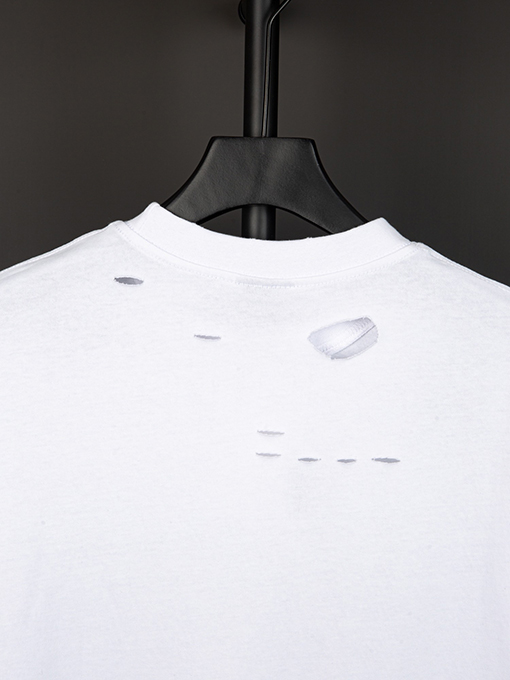 バレンシアガ  前のパリのアルファベットアートの穴の開いた半袖Tシャツ
