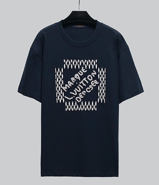 ルイヴィトン 新しいアルファベットロゴ刺繍ファッション半袖Tシャツ