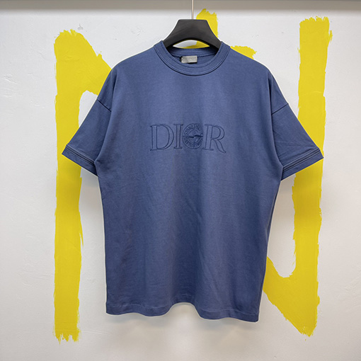 ディオールスーパーコピー ファッションロゴ刺繍ラウンドネック半袖Tシャツ
