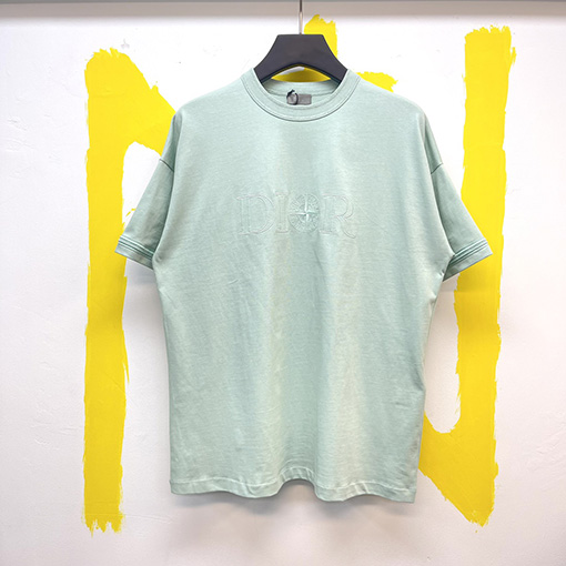ディオールスーパーコピー ファッションロゴ刺繍ラウンドネック半袖Tシャツ