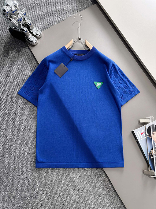 ルイヴィトン ステッチ老花シンプルロゴニット半袖Tシャツ