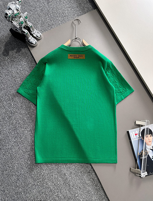 ルイヴィトン ステッチ老花シンプルロゴニット半袖Tシャツ