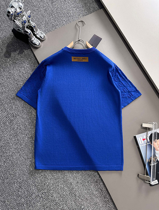 ルイヴィトン  ステッチ老花シンプルロゴニット半袖Tシャツ