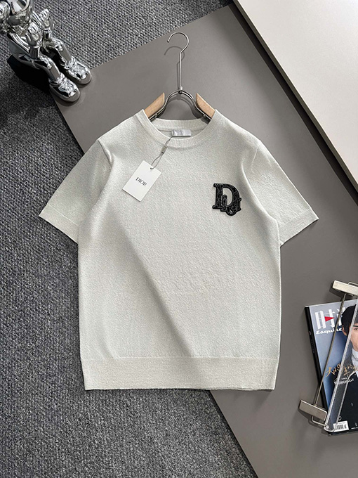 ディオール  新しいシンプルなロゴニット半袖Tシャツ