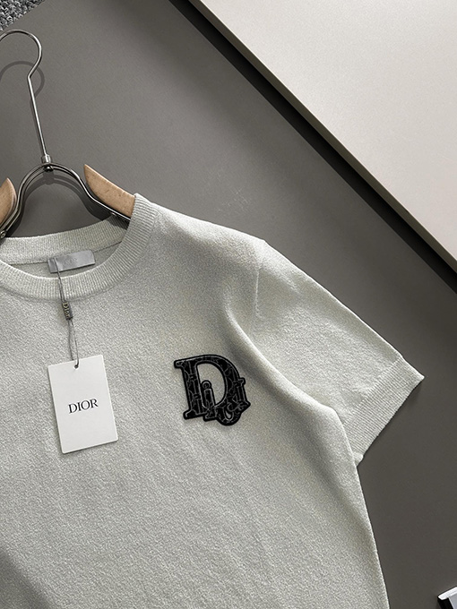 ディオール  新しいシンプルなロゴニット半袖Tシャツ