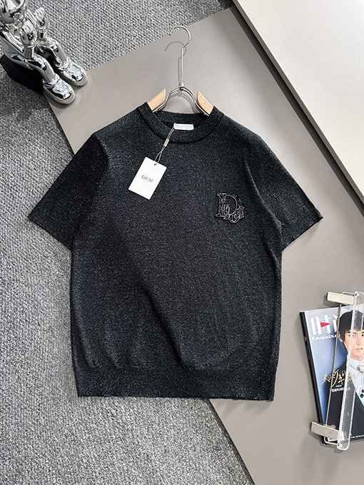 ディオール  新しいシンプルなロゴニット半袖Tシャツ
