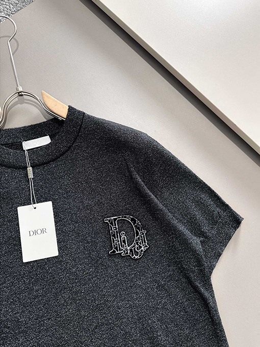 ディオール  新しいシンプルなロゴニット半袖Tシャツ