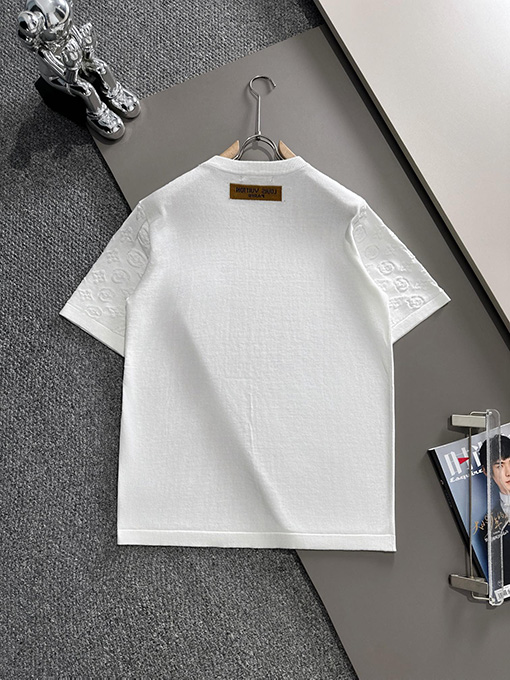 ルイヴィトン  ステッチ老花シンプルロゴニット半袖Tシャツ