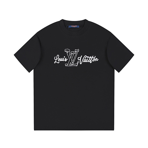 ルイヴィトン  新しい大きなロゴライン刺繍半袖Tシャツ