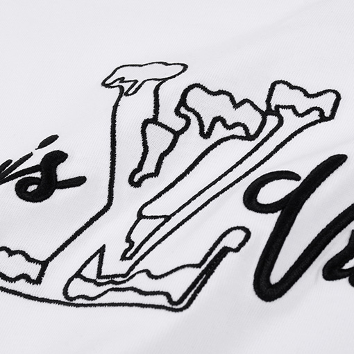 ルイヴィトン  新しい大きなロゴライン刺繍半袖Tシャツ