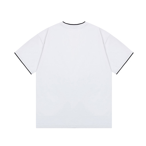 プラダ ステッチ襟文字ロゴ刺繍ラウンドネック半袖Tシャツ