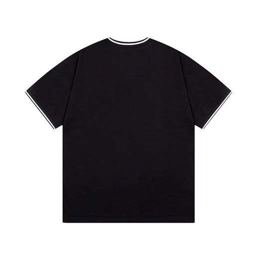 プラダ  ステッチ襟文字ロゴ刺繍ラウンドネック半袖Tシャツ