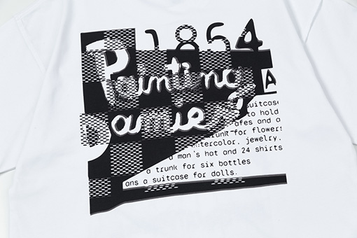 ルイヴィトン  1854ロゴ文字大きなプリント刺繍ラウンドネック半袖Tシャツ