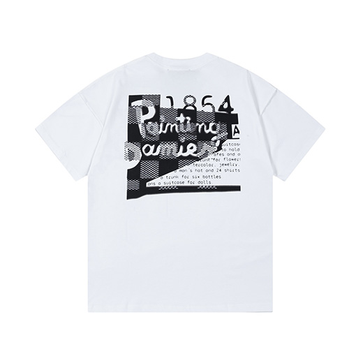 ルイヴィトン  1854ロゴ文字大きなプリント刺繍ラウンドネック半袖Tシャツ