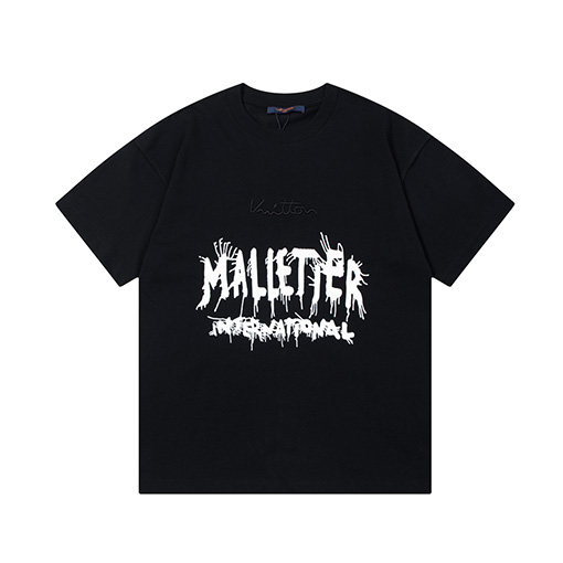 ルイヴィトン  1854ロゴ文字大きなプリント刺繍ラウンドネック半袖Tシャツ
