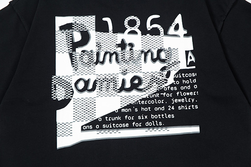 ルイヴィトン  1854ロゴ文字大きなプリント刺繍ラウンドネック半袖Tシャツ