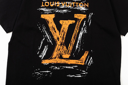 ルイヴィトンコピー 手描きの落書き大きなロゴアルファベットプリント半袖Tシャツ