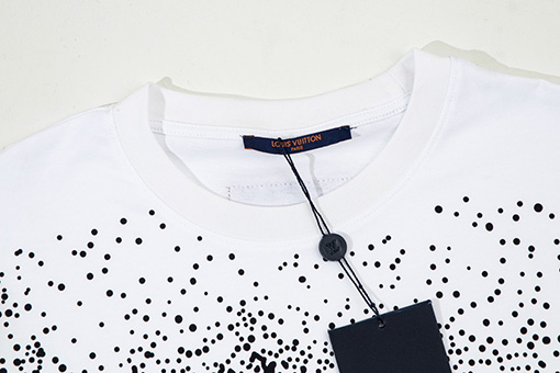 ルイヴィトン  インクジェット落書き大きなロゴロゴ刺繍ラウンドネック半袖Tシャツ
