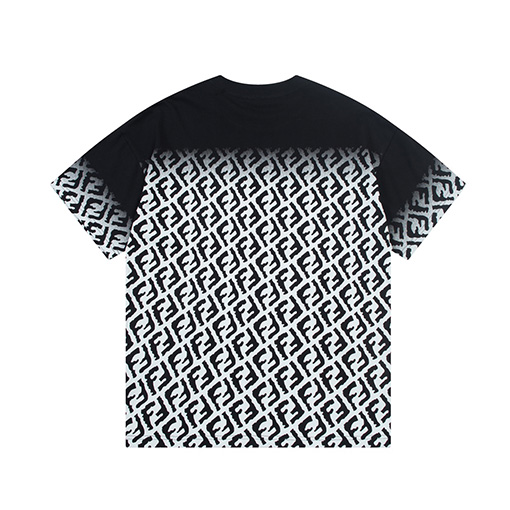 フェンディ  フルプリントダブルFFロゴロゴ刺繍ラウンドネック半袖Tシャツ