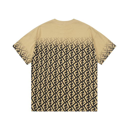 フェンディ  フルプリントダブルFFロゴロゴ刺繍ラウンドネック半袖Tシャツ