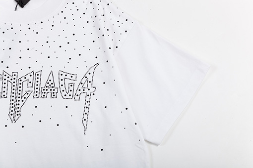 バレンシアガスーパーコピー アルファベットロゴロゴプリントホットドリルエンボス半袖Tシャツ