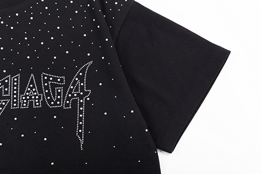 バレンシアガスーパーコピー アルファベットロゴロゴプリントホットドリルエンボス半袖Tシャツ