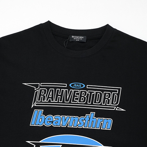 バレンシアガ 新しい大きなフォームプリントラウンドネック半袖Tシャツ