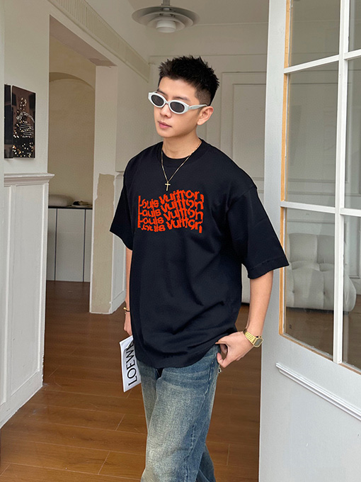 ルイヴィトンコピー ファッション カラフルなアルファベット半袖Tシャツ