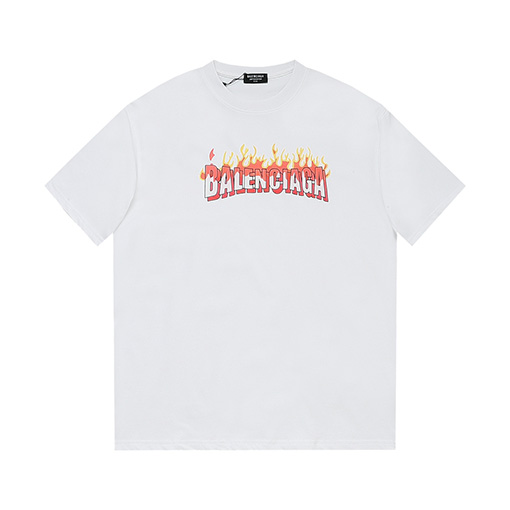 バレンシアガスーパーコピー プリントされた 擦り切れた襟の半袖Tシャツ
