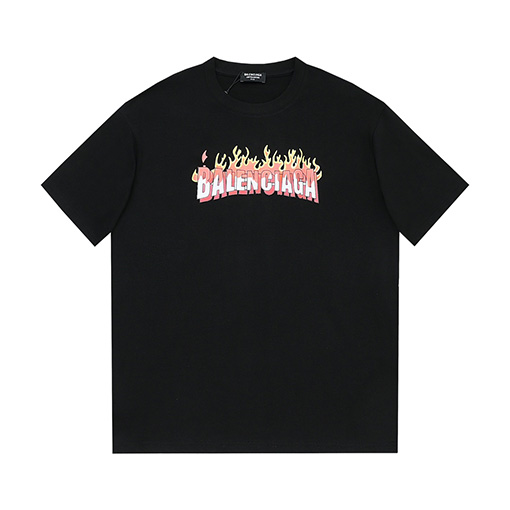 バレンシアガスーパーコピー プリントされた 擦り切れた襟の半袖Tシャツ
