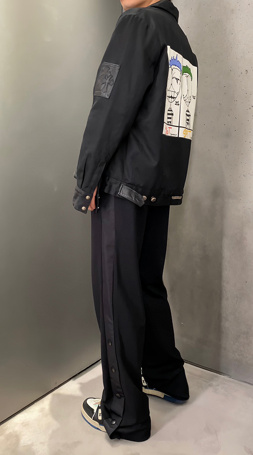 プラダ バックルレーシングストライプ綿パンツ