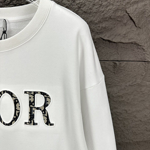 ディオールコピー 新しいパッチロゴ刺繍ファッション文字クルーネックパーカー