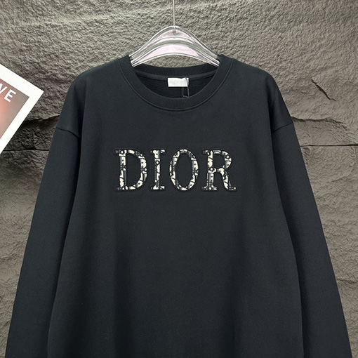 ディオールコピー 新しいパッチロゴ刺繍ファッション文字クルーネックパーカー