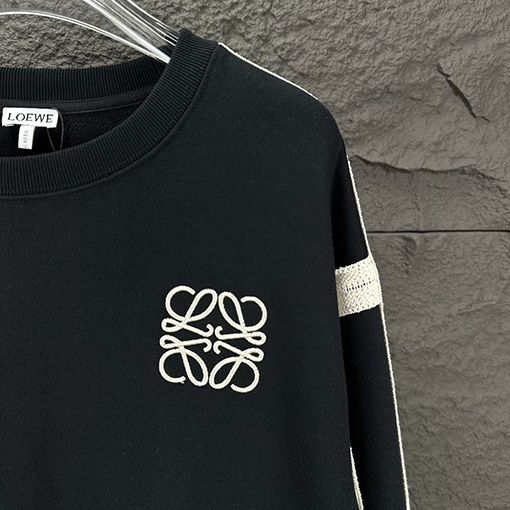ロエベ  新しいステッチリボン刺繍ロゴラウンドネックパーカー