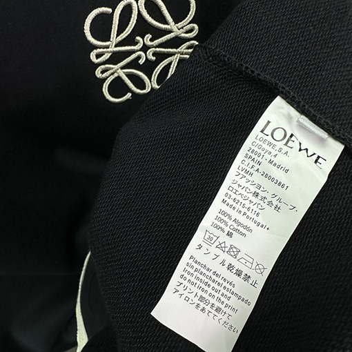 ロエベ  新しいステッチリボン刺繍ロゴラウンドネックパーカー