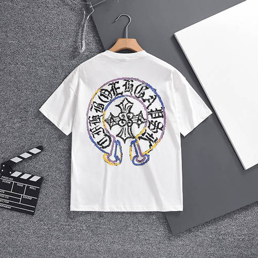 クロムハーツ ダブルガーゼコットンラウンドネック半袖Tシャツ