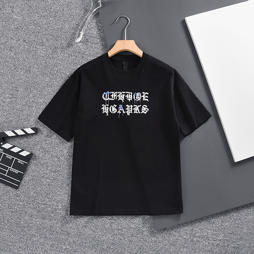 クロムハーツ ダブルガーゼコットンラウンドネック半袖Tシャツ