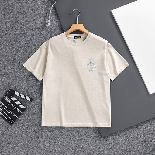 クロムハーツ 重い洗濯ソルト生地クルーネック半袖Tシャツ