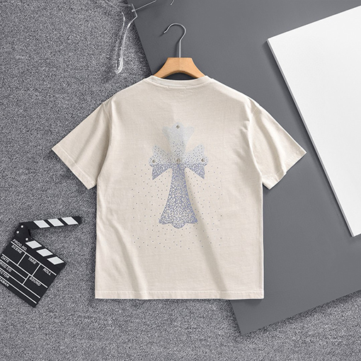 クロムハーツ 重い洗濯ソルト生地クルーネック半袖Tシャツ