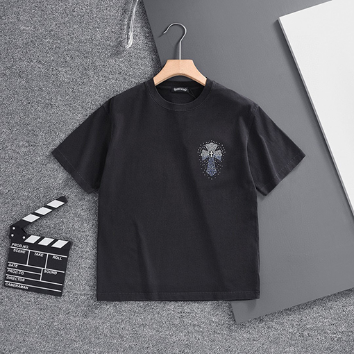 クロムハーツ 重い洗濯ソルト生地クルーネック半袖Tシャツ