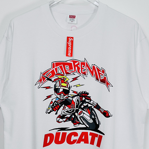 SUPREME X DUCATIコラボSS 24 BIKE TEEバイクレーサープリントTシャツ
