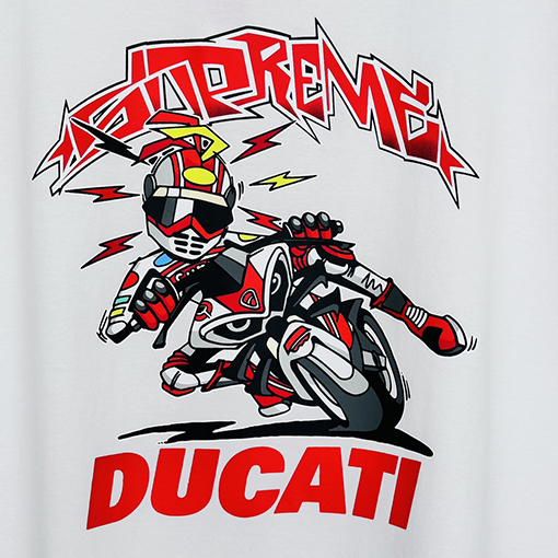 SUPREME X DUCATIコラボSS 24 BIKE TEEバイクレーサープリントTシャツ
