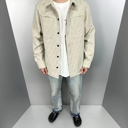 フェンディスーパーコピー  新しいドロップダウンFジャカードシャツジャケット